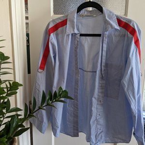 Zara Women's Buttondown Shirt with Contrasting Buckles in Size M